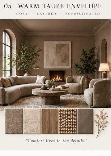 Warm Taupe Envelope palette — cozy, layered, sophisticated